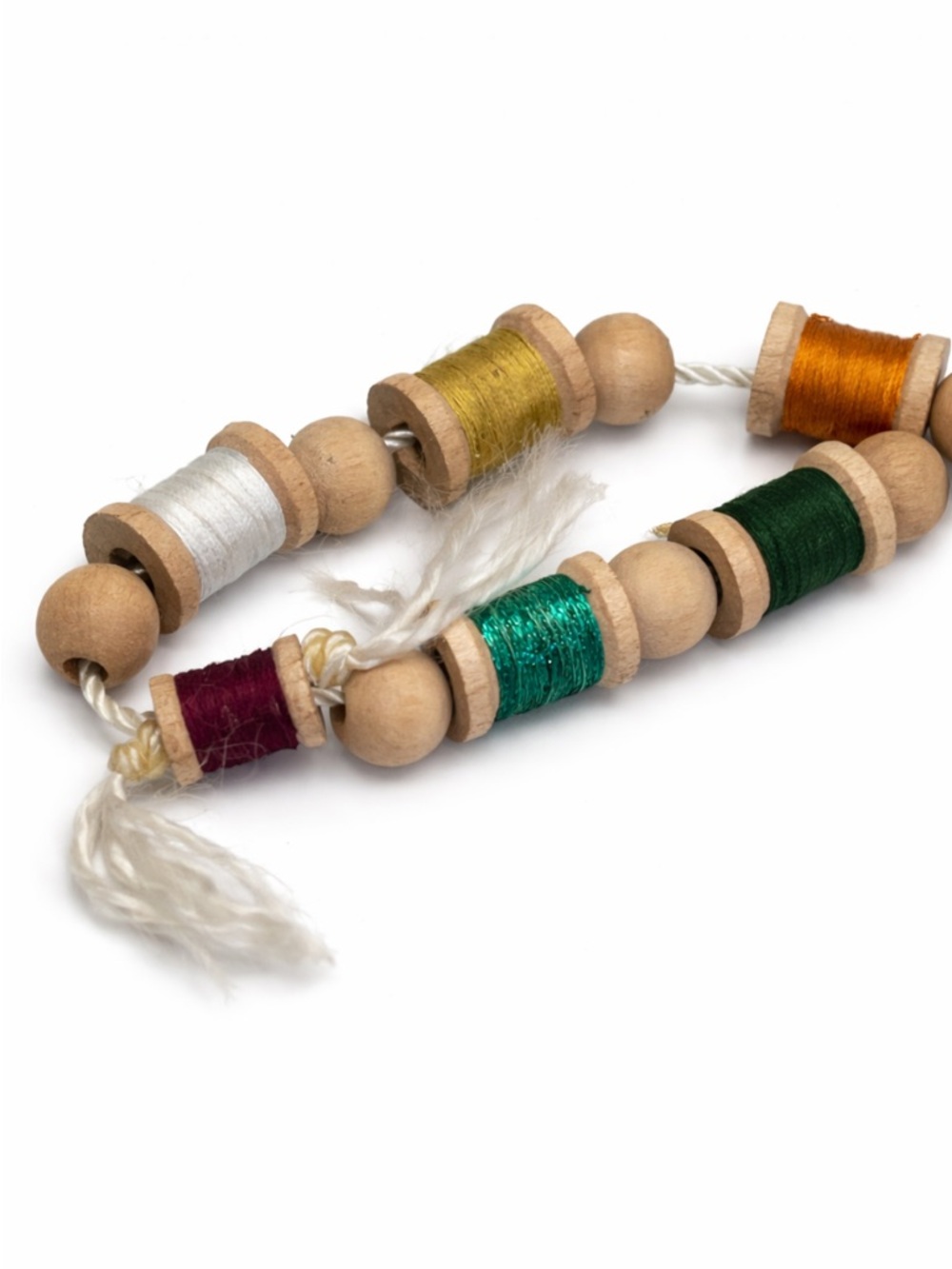 Colorful Wooden Thread Spool Beaded Necklace / Boho Rainbow Artisan Statement - Picture 6 of 6